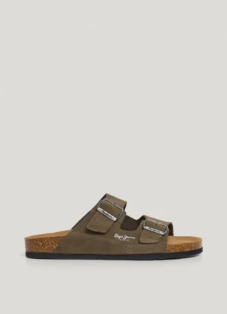 Sandalias de ante con doble hebilla