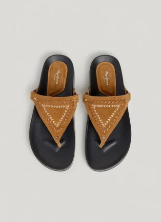 Sandalias planas de ante