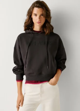 Sudadera con capucha y logotipo con pedrería
