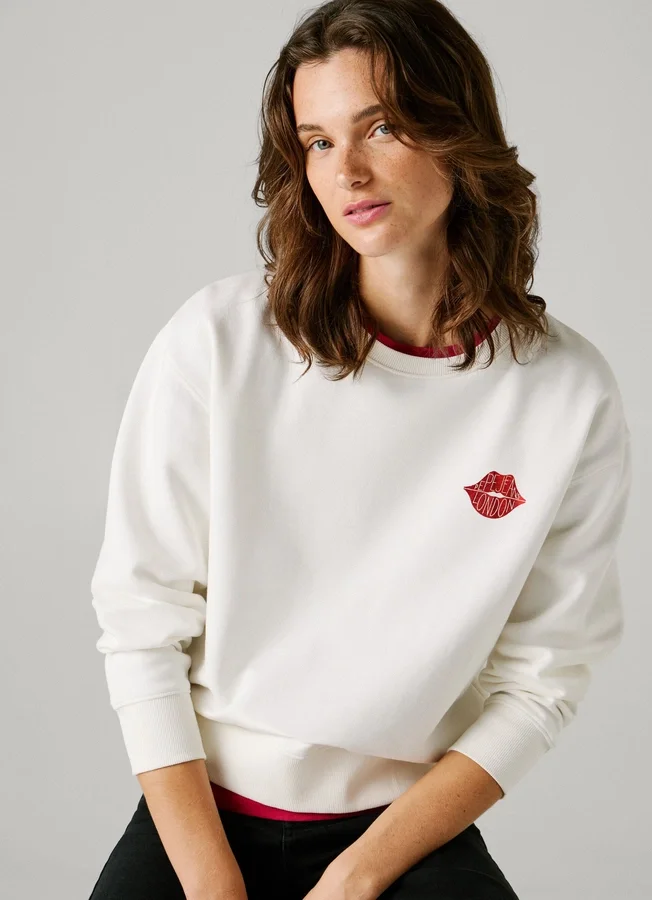 Sudadera con cuello redondo y logotipo Sudadera con cuello redondo y logotipo