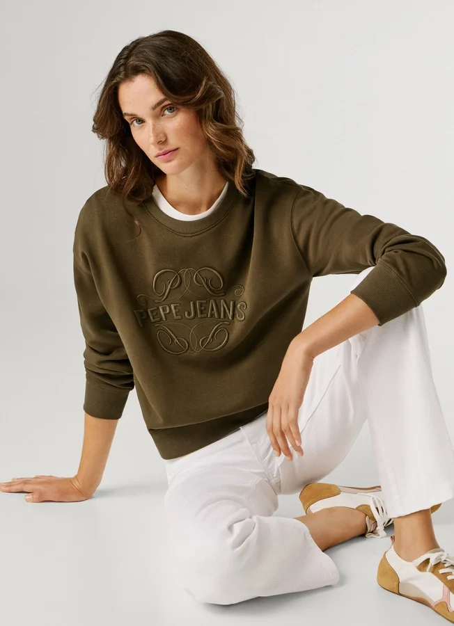 Sudadera con cuello redondo y logotipo Sudadera con cuello redondo y logotipo