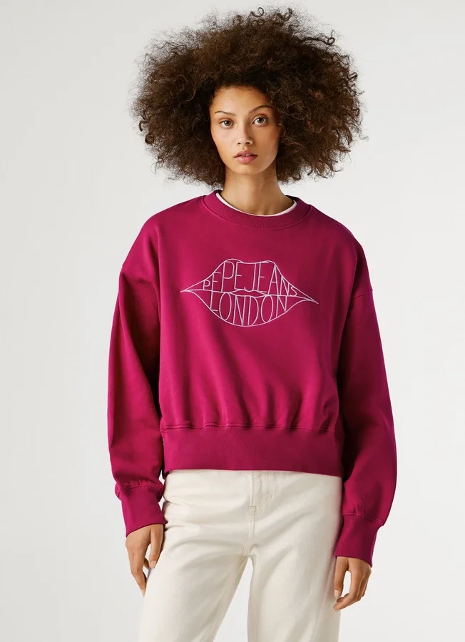 Sudadera con cuello redondo y logotipo Sudadera con cuello redondo y logotipo
