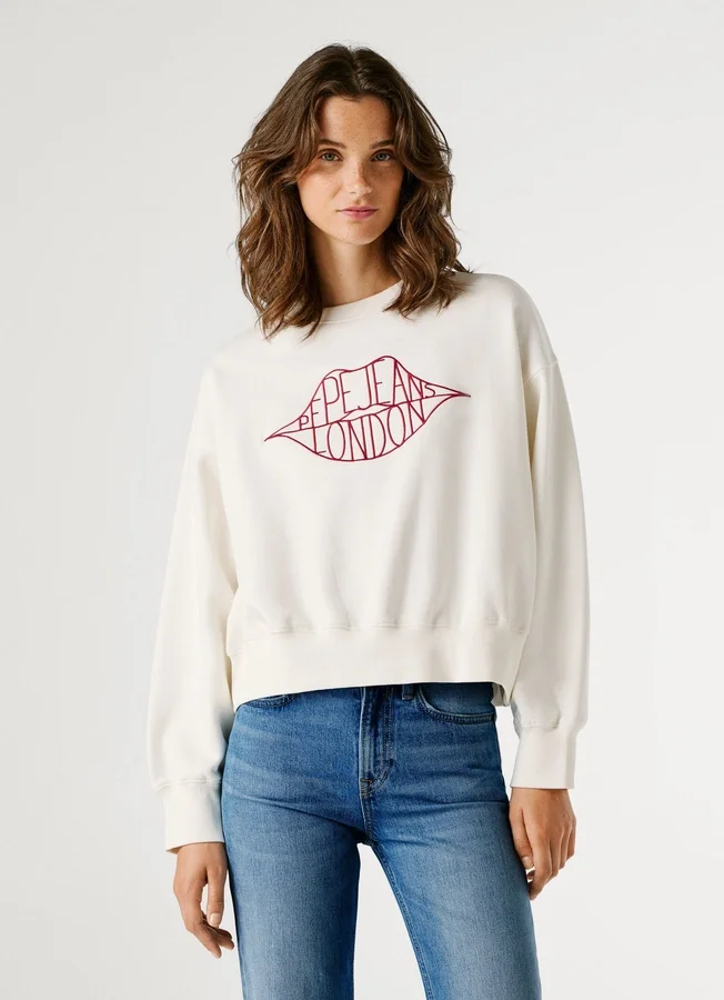 Sudadera con cuello redondo y logotipo Sudadera con cuello redondo y logotipo