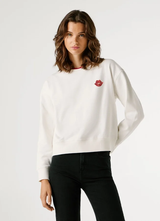 Sudadera con cuello redondo y logotipo Sudadera con cuello redondo y logotipo