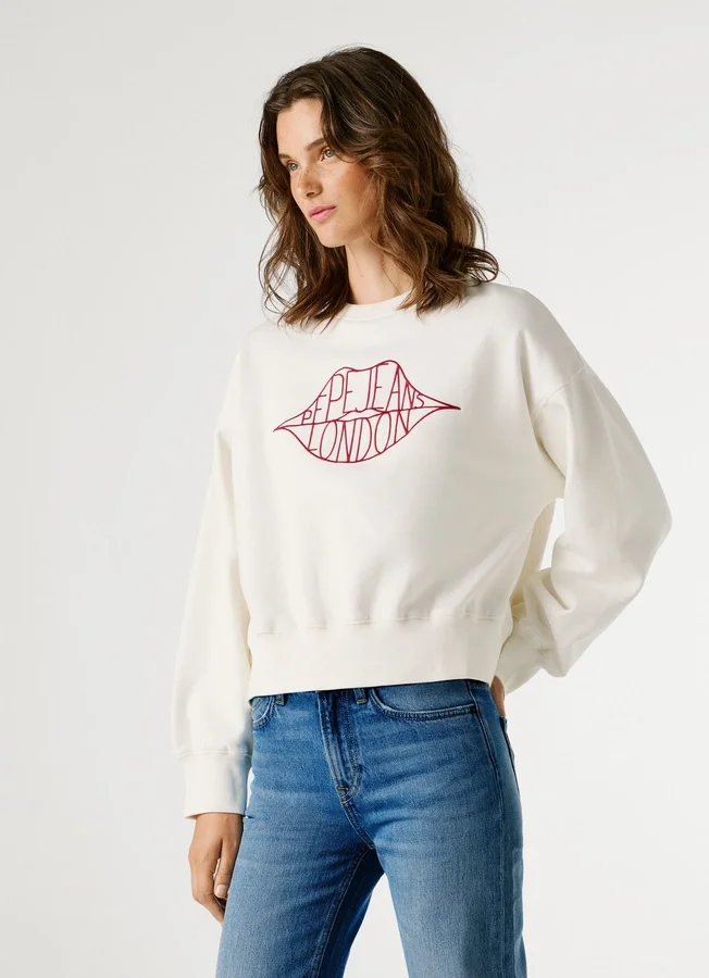 Sudadera con cuello redondo y logotipo Sudadera con cuello redondo y logotipo