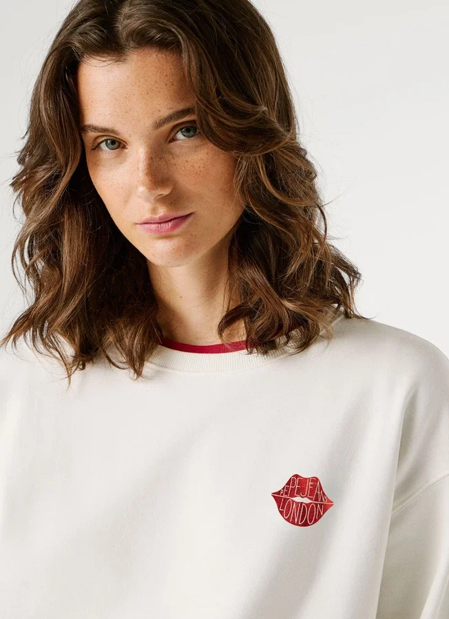 Sudadera con cuello redondo y logotipo Sudadera con cuello redondo y logotipo