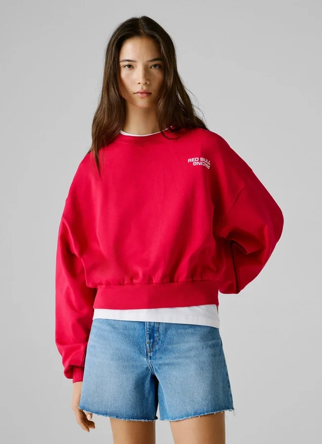 Sudadera de cuello redondo y corte recto Sudadera de cuello redondo y corte recto