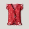 Top con estampado floral y cuello en V Top con estampado floral y cuello en V