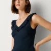Top de cuello en V con ribete Top de cuello en V con ribete