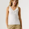 Top de cuello en V con ribete Top de cuello en V con ribete