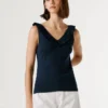Top de cuello en V con ribete Top de cuello en V con ribete