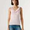 Top de cuello en V con ribete Top de cuello en V con ribete