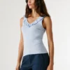 Top de cuello en V con ribete Top de cuello en V con ribete