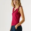Top de cuello en V con ribete Top de cuello en V con ribete