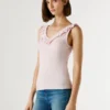 Top de cuello en V con ribete Top de cuello en V con ribete