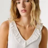 Top de cuello en V con ribete Top de cuello en V con ribete