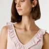 Top de cuello en V con ribete Top de cuello en V con ribete