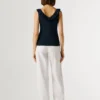 Top de cuello en V con ribete Top de cuello en V con ribete