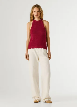 Top de cuello halter de ganchillo