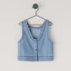 Top de denim sin mangas