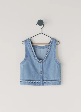 Top de denim sin mangas
