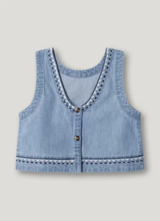 Top de denim sin mangas