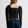 Top de jacquard de corte corto Top de jacquard de corte corto