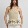 Top de lino con cuello halter Top de lino con cuello halter