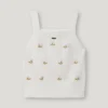 Top de punto calado con flores bordadas