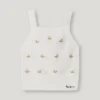 Top de punto calado con flores bordadas