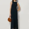 Vestido largo con detalles calados
