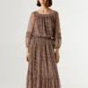 Vestido largo con estampado de fantasía