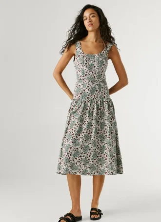 Vestido largo con estampado floral