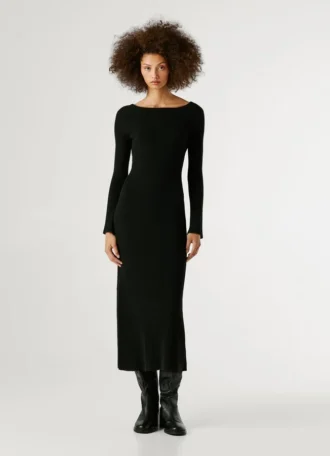 Vestido largo de canalé
