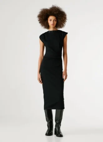 Vestido largo de canalé
