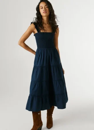 Vestido largo de popelín