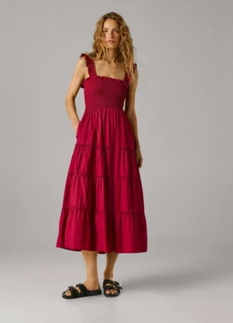 Vestido largo de popelín