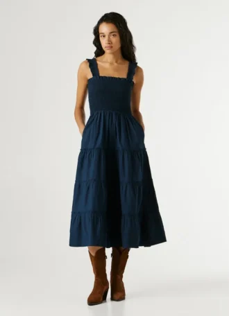 Vestido largo de popelín