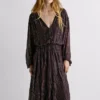 Vestido midi con estampado de rayas