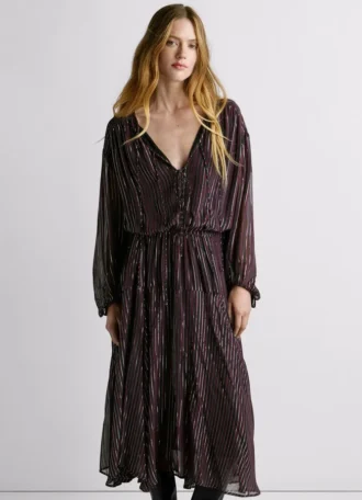 Vestido midi con estampado de rayas