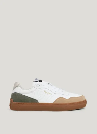 Zapatillas de cuero con detalles de ante