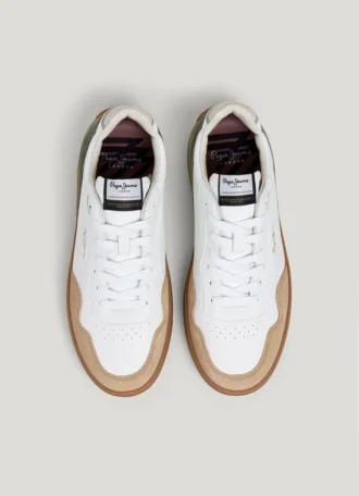 Zapatillas de cuero con detalles de ante