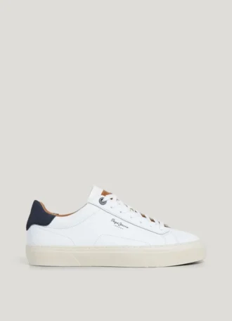 Zapatillas de cuero con detalles de ante