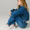 Zapatillas de piel con detalles brillantes Zapatillas de piel con detalles brillantes